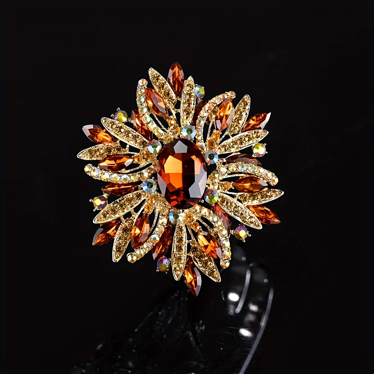 

1pc Heavy Duty Full Rhinestone Gorgeous Large Brooch, Cool Accessories