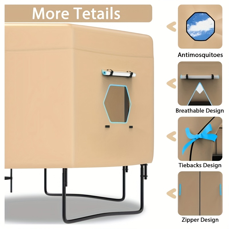 [Durable Trampoline Tent] Durable Nylon 1pc Trampoline Tent | 6 Ventilation Windows, UV Protection - Easy Assembly, Brown - Ideal for Halloween, Christmas, Thanksgiving, New Year, & Spring Festival