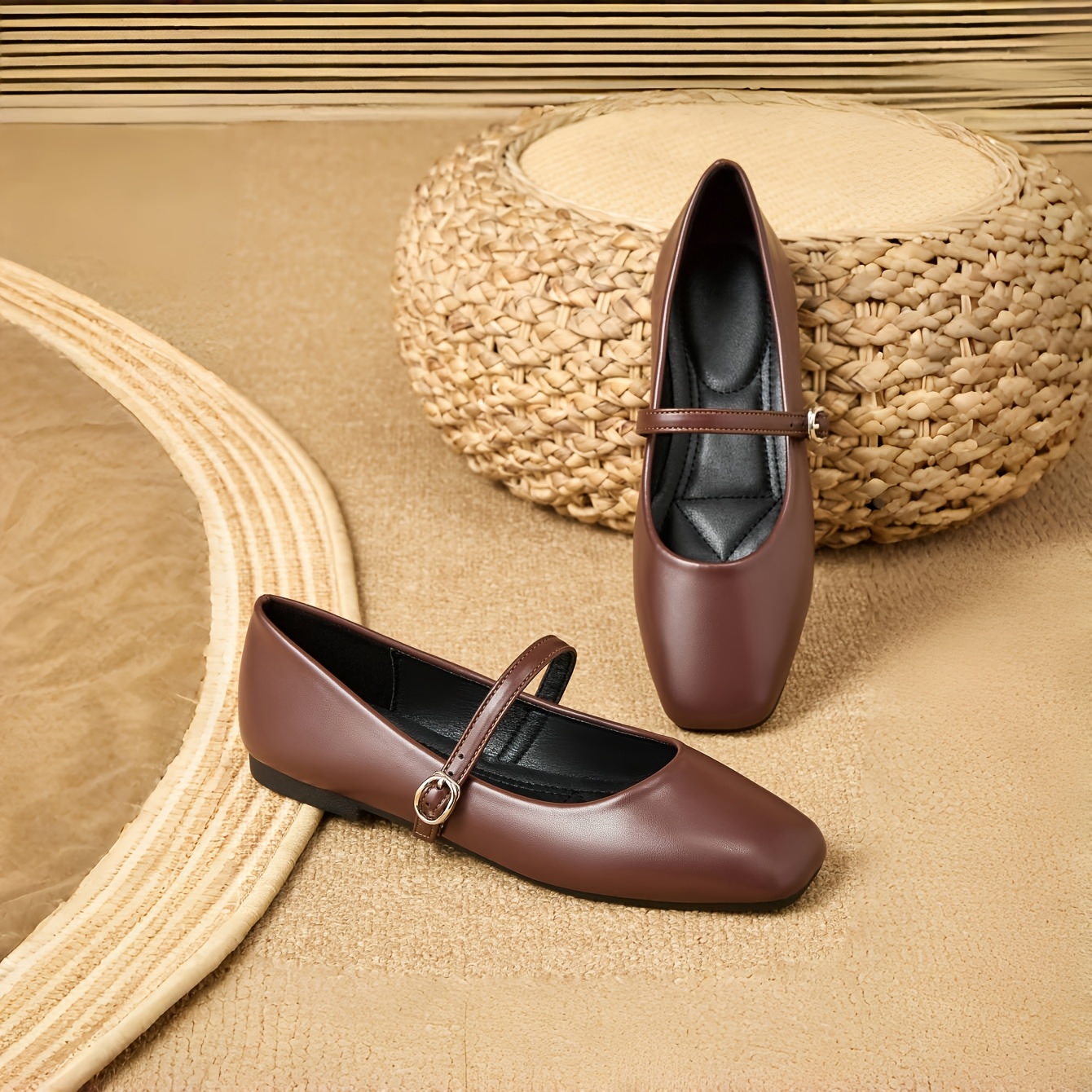 womens brown flats elegant slip ballet shoes Temu