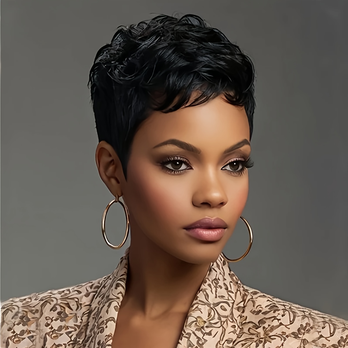 TEMU Short Cut Wig Synthetic Wavy Wigs For Women Black Hair Wig Brown Wig Red Wig Short Haircut Wig With Bangs Synthetic Wig Wavy Hair