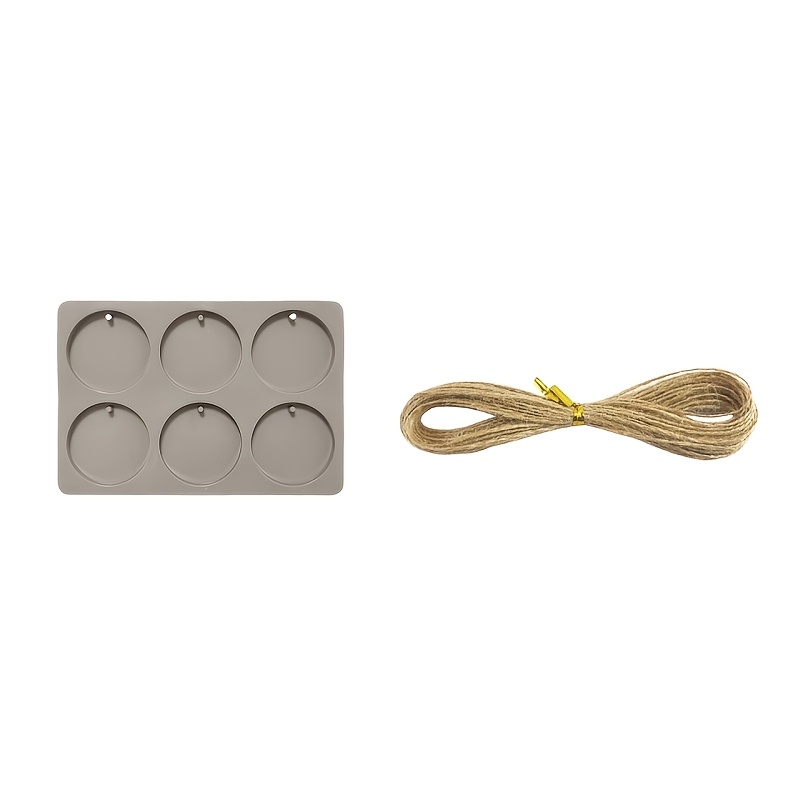 TEMU 2pcs [mold And Rope] 6-cavity Round Tag Diffuser Silicone Mold Resin Pendant Soap Making Craft Aromatherapy Mold