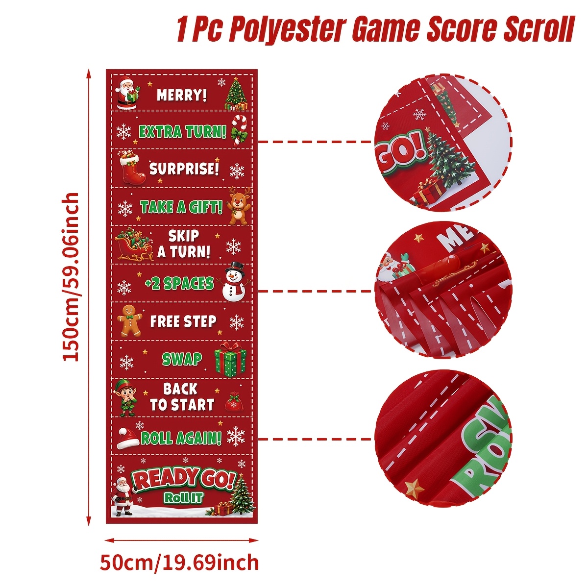 TEMU 1pc, Christmas Rolling Game Score Scroll, Santa Claus And Snowman Patterns, Competitive Party Board Game Tabletop Props, Winter Festival Family