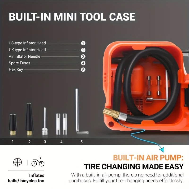  electric car jack 5ton 12v kit car jack hydraulic lifting range 6 1 17 7 inch with inflator electric jack for car suv sedan mpv change tires garage repair emergency kit Product details 3