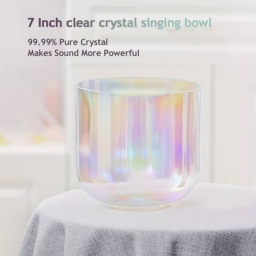 7 inch c note root 7 inch f note heart light clear quartz crystal singing bowl with mallet o mallet and o ring for sound meditation christmas gifts christmas gift ideas local warehouse musical instruments