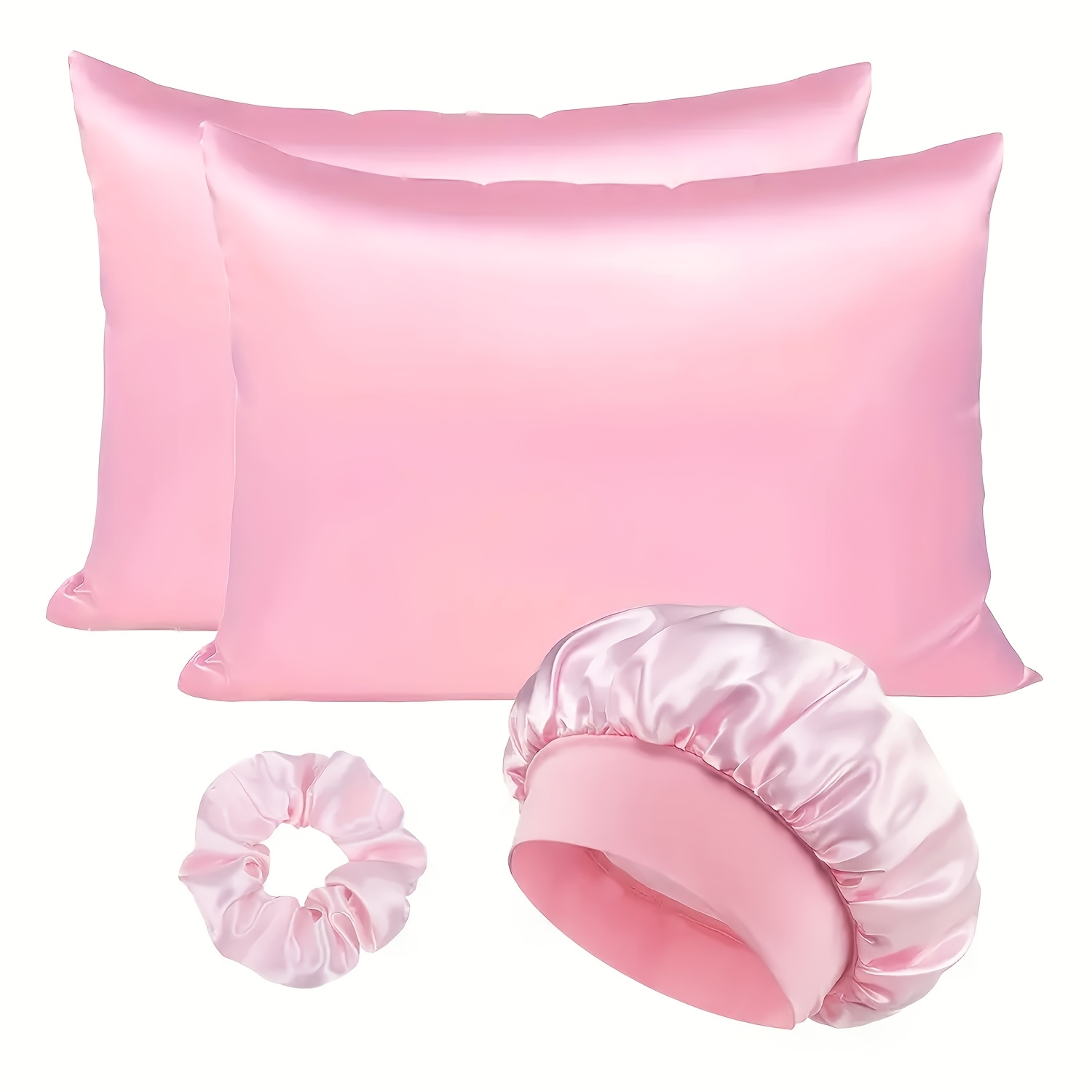 Set of 4 Luxurious Satin Pillowcases: Gentle on Skin, Breathable, And Includes Hair Ties - Ideal for Hair And Skin Maintenance in Solid Colors, Comes with Hair Rings, Great Gift Idea