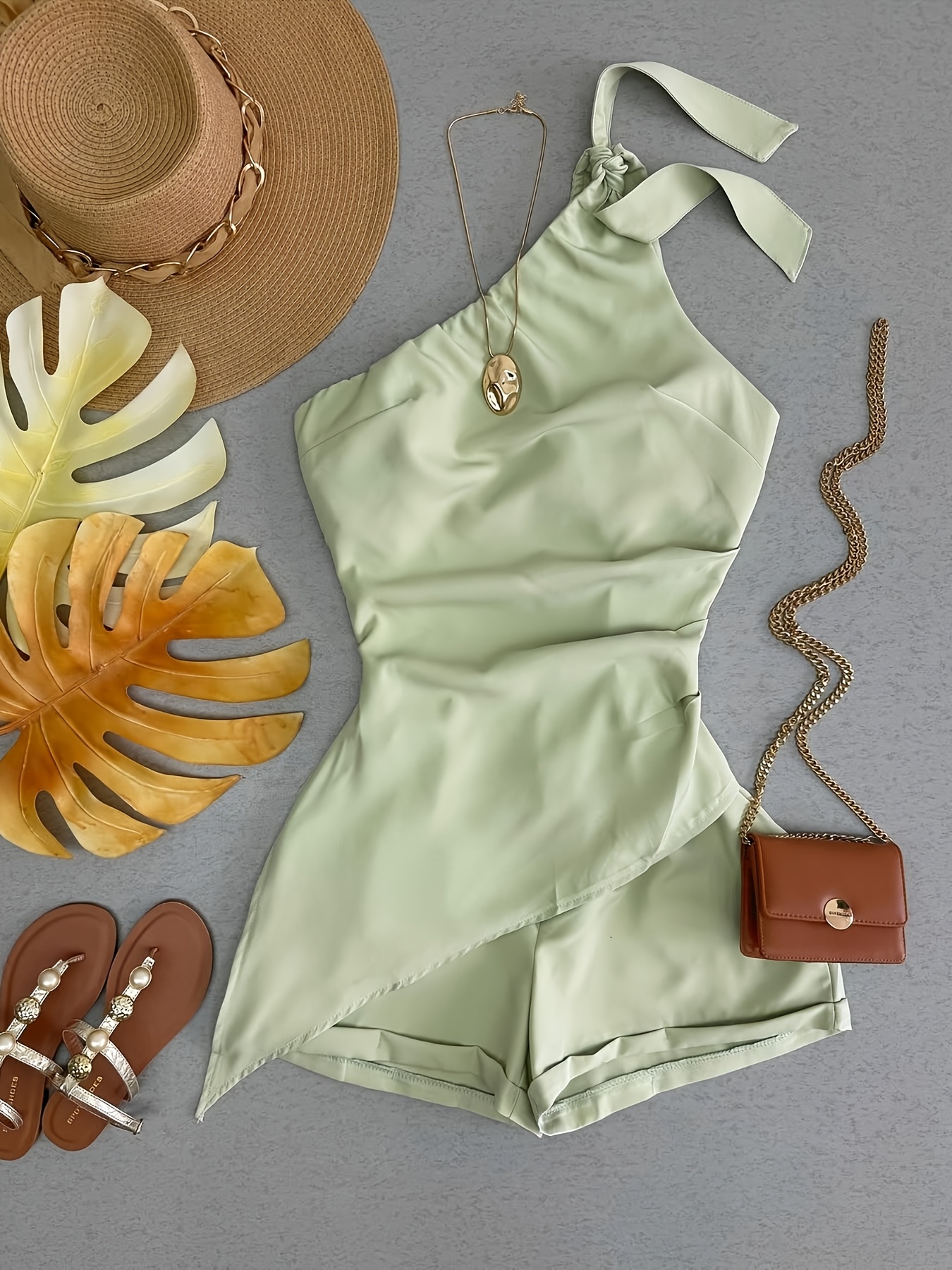 conjunto de top de un   y shorts     para mujer,   y casual para verano, playa o vacaciones