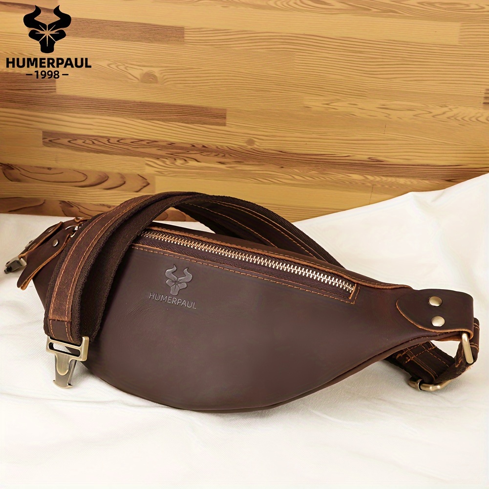 HUMERPAUL Vintage Style Genuine Leather Waist Bag