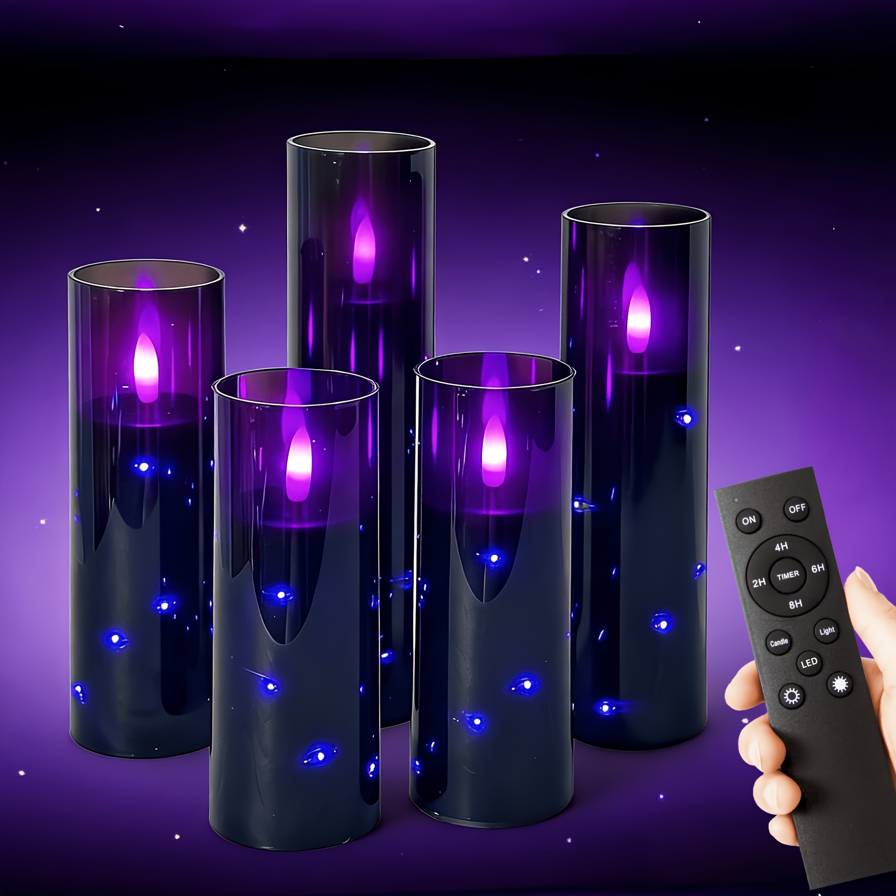 TEMU Flameless Led Candles, Led Flameless Candles With Remote Control, Set Of 5 Battery-powered Candles With Flickering 3d Wick, Led Pillar Candles,