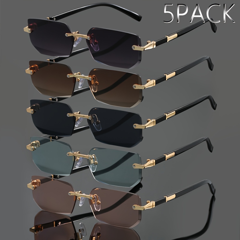 item picture 5pcs mens and womens frameless metal fashion glasses classic retro trendy glasses for summer parties   photography and holiday gifts