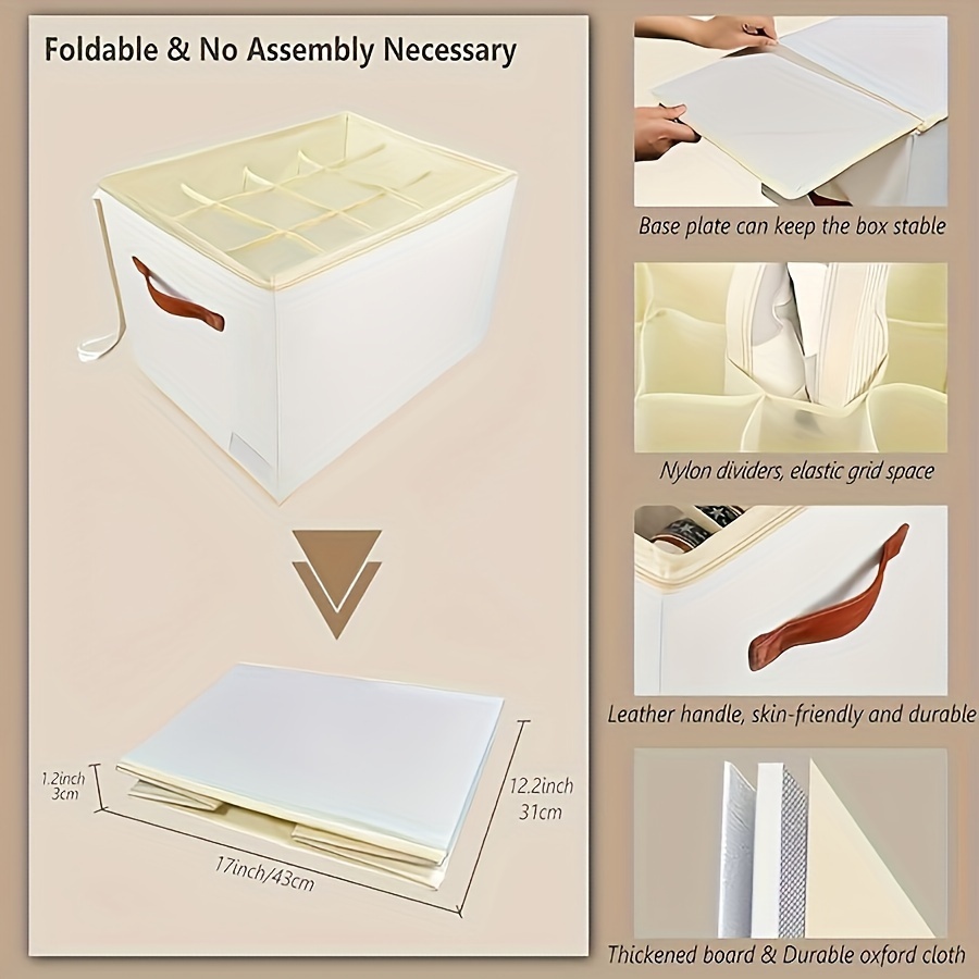1pz scatola organizzatrice per scarpe pieghevole con     – soluzione compatta per scarpe, materiale sintetico beige, lavaggio a   o pulizia  , design   per armadio o guardaroba, organizzatore per scarpe impilabile | soluzione per conservazione scarpe |    , organizzatore per scarpe