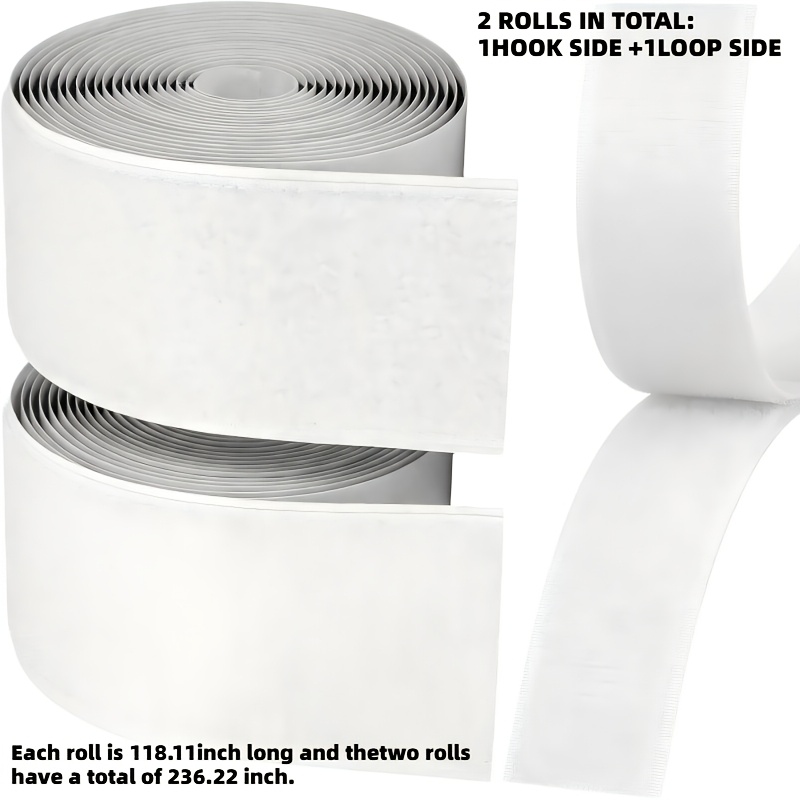 TEMU Lot de 2 rouleaux de fixation auto-agrippante en nylon robuste - Extra large 1,97 pouce*236,22 pouces, support adhésif puissant, support