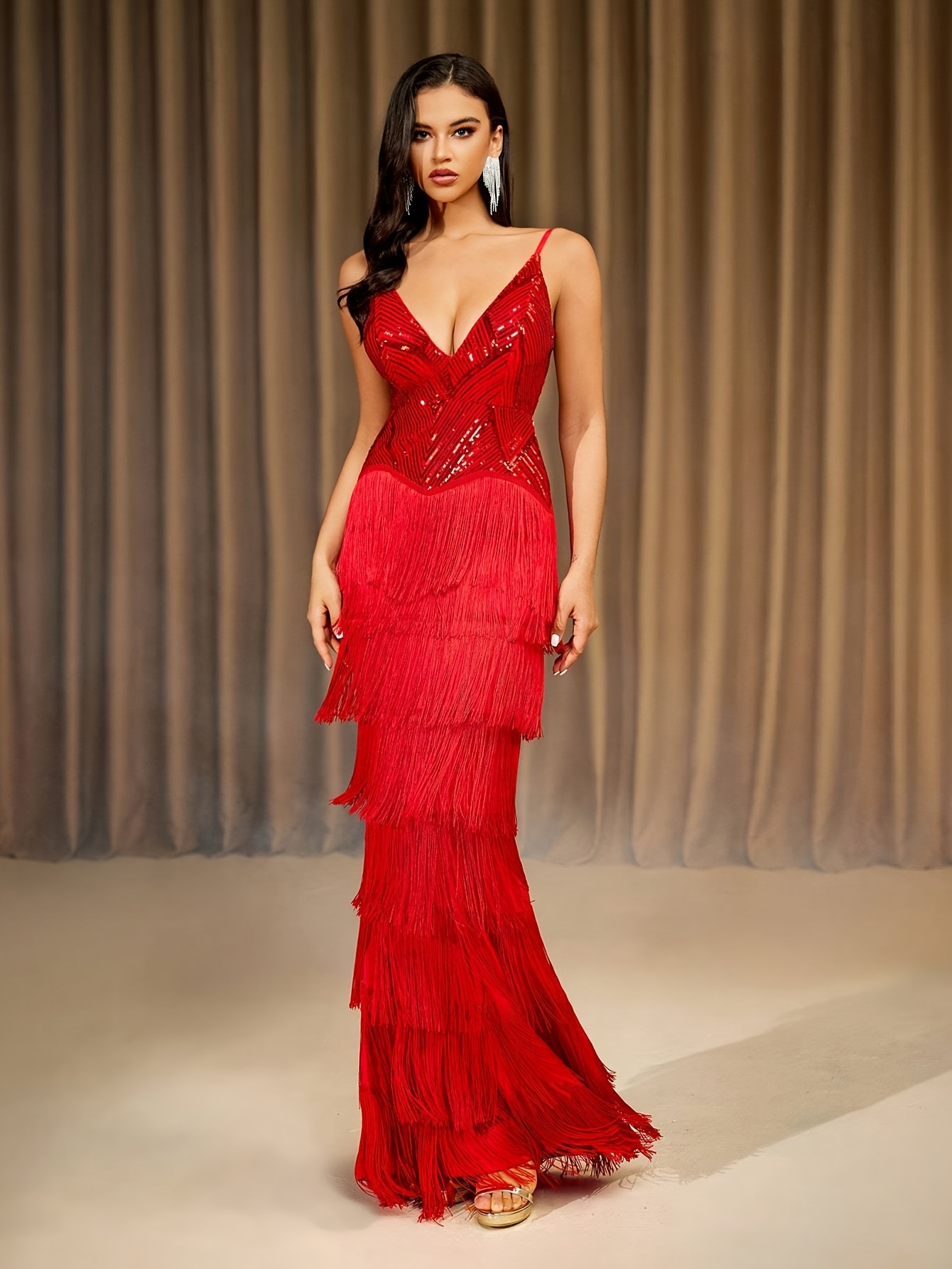 red brocade dress Red Brocade Choker Dress