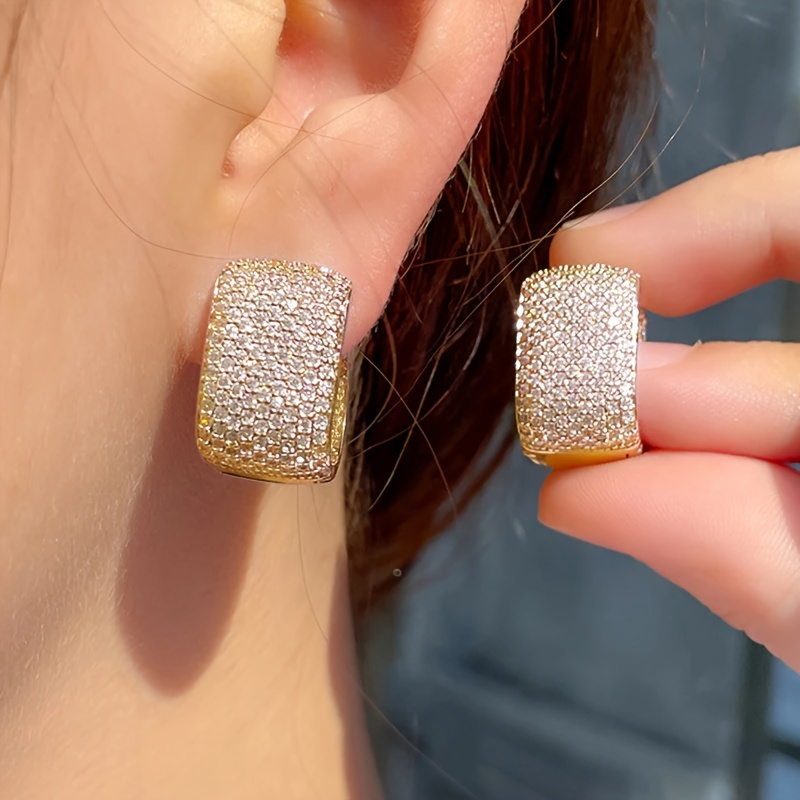 E-shop Modische exquisite vollbesetzte Synthetik-Zirkonia Creolen für Damen, für Hochzeiten, Verlobungen Partys, ein luxuriöses