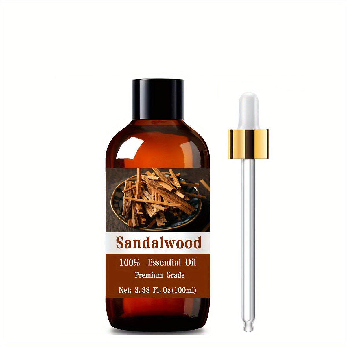 Image of Sandalwood Essential Oil, 3.38oz(100ml), Care Grade For Hair & Skin Care, Massage, Moisturizing Massage Essential Oil For , Meditation