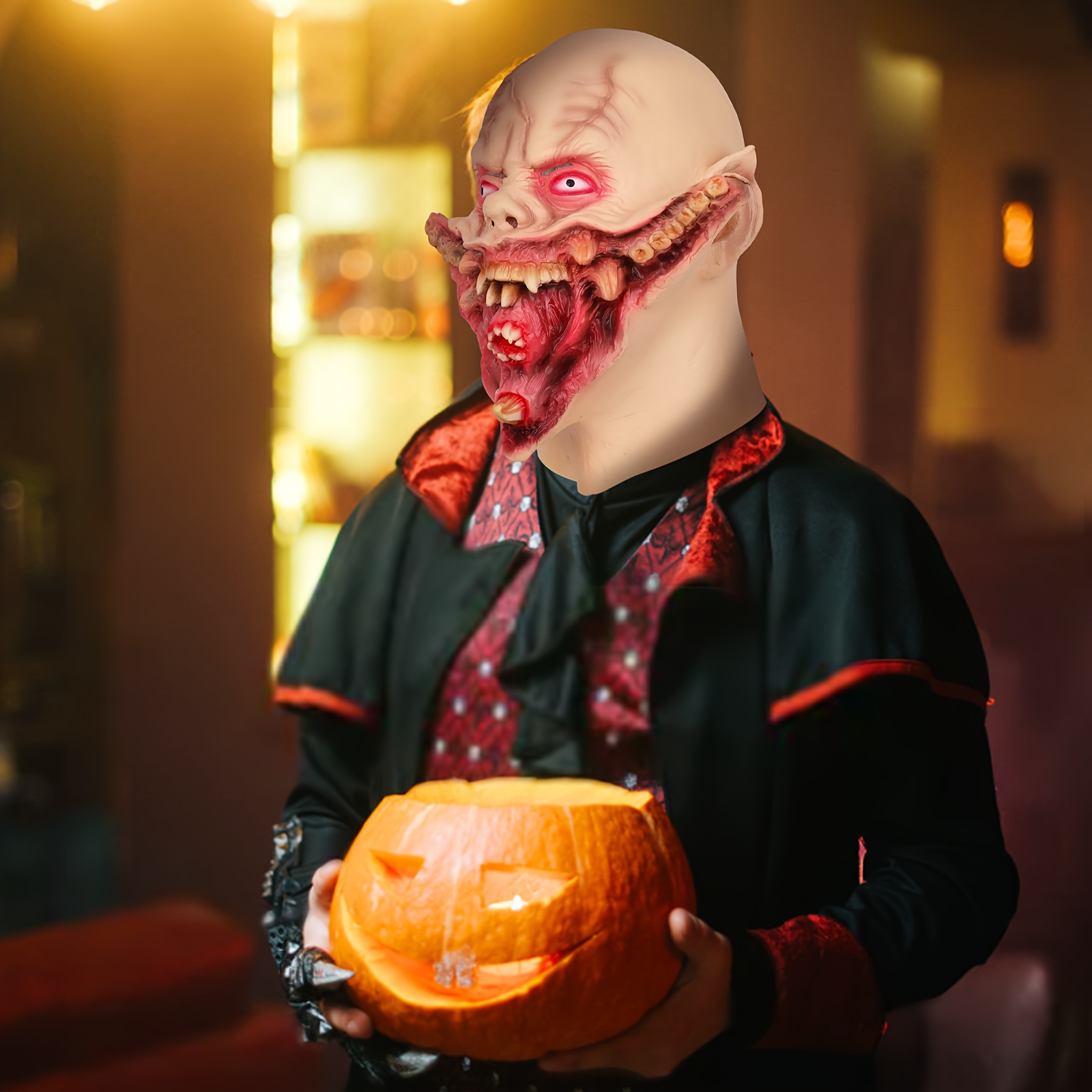 Halloween Scary Headgear Latex Mask, Escape Room Accessory,  Halloween Prank Latex Mask for Costume Ball, Spooky