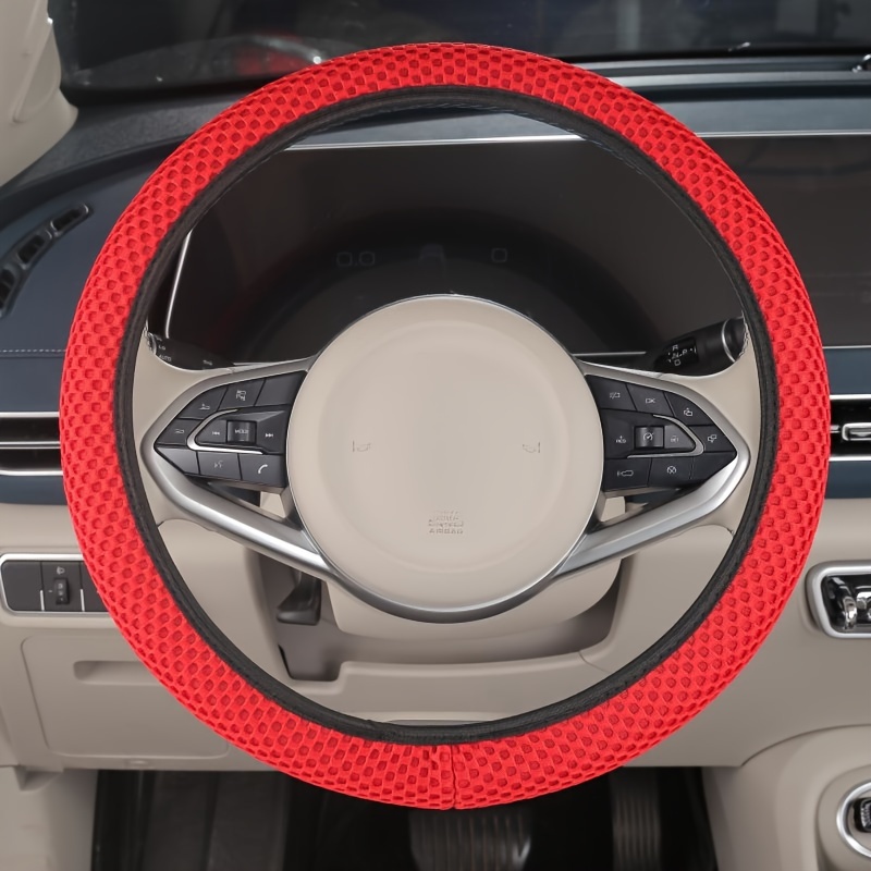 TEMU Ice Silk Stretch Breathable Non-slip Steering Wheel Cover For Easy Installation And Removal