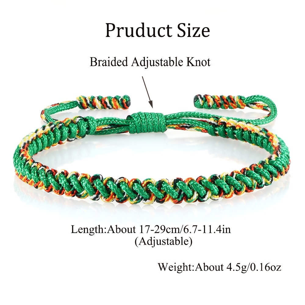 Boho Green & Rainbow Gradient Woven Bracelet Adjustable Friendship Jewelry