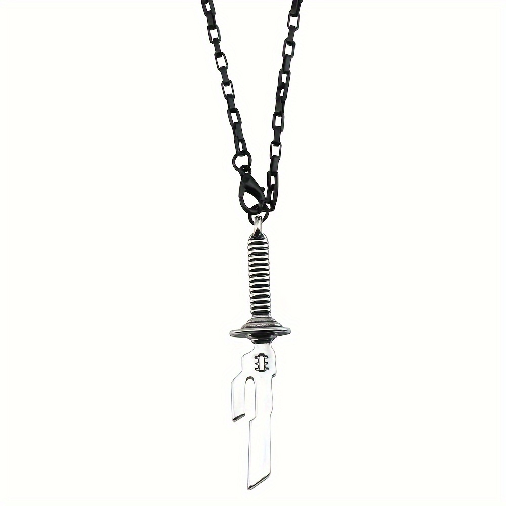 

1pc Mini Silvery Dagger Shape Pendant Necklace, Decoration Clothing Accessories For Men