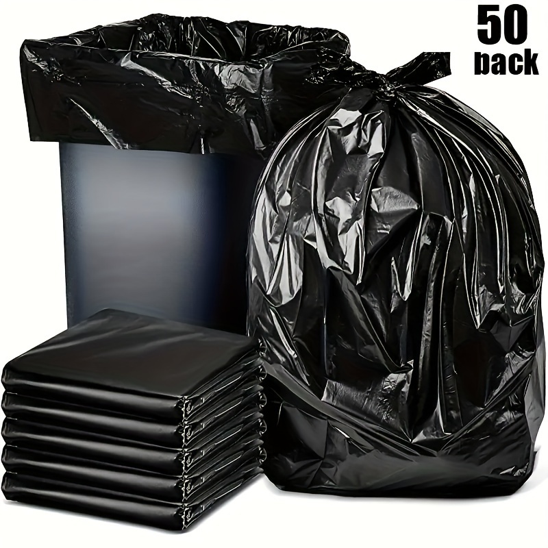 

Heavy Duty Black Trash Bags - 50 Pack, 8-11 Gallon Capacity, Extra Strong 1.14 Mil , Grade Garbage Bags, Ideal For , Hospitals, Leaf And Yard Waste, Outdoor Use - Plastic Material