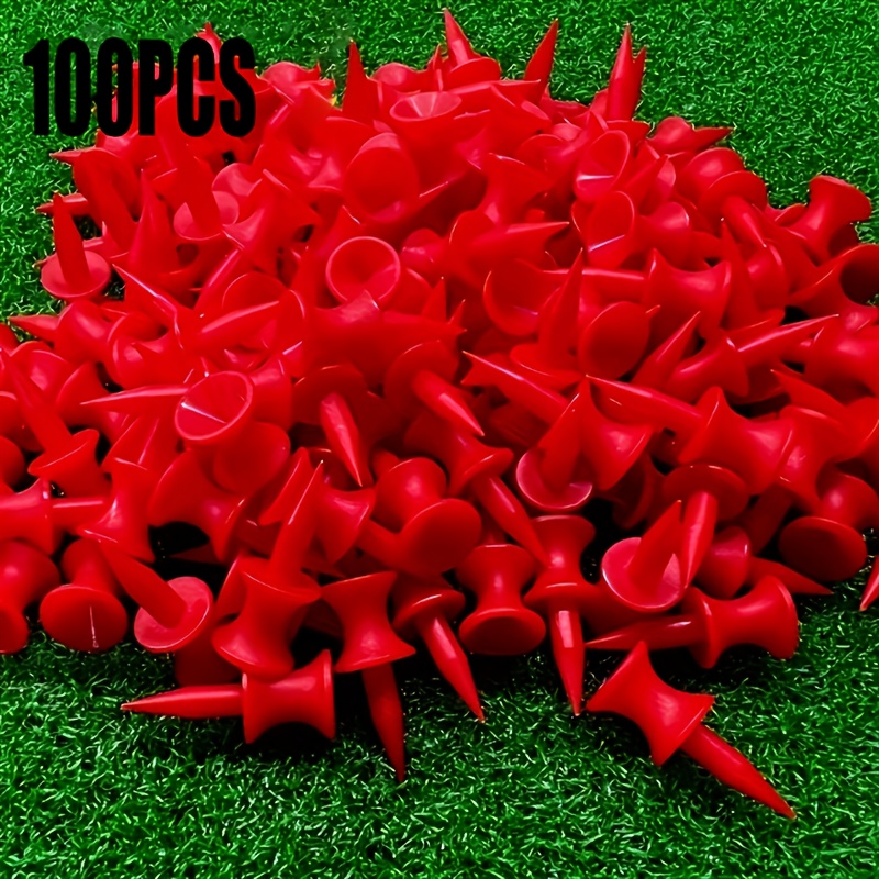 50/100pcs Red Stable And Durable Double-layer Tees - Suitable For All Golf Clubs, Versatile Golf Equipment | Vibrant Golf Gear | Sturdy Golf Accessories