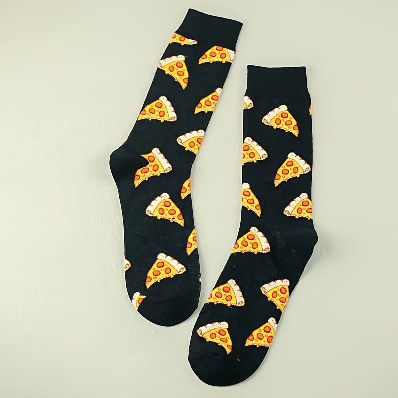 

Stylish, Cartoon Pizza Print Mid-calf Socks - Breathable & Comfortable, Casual Streetwear