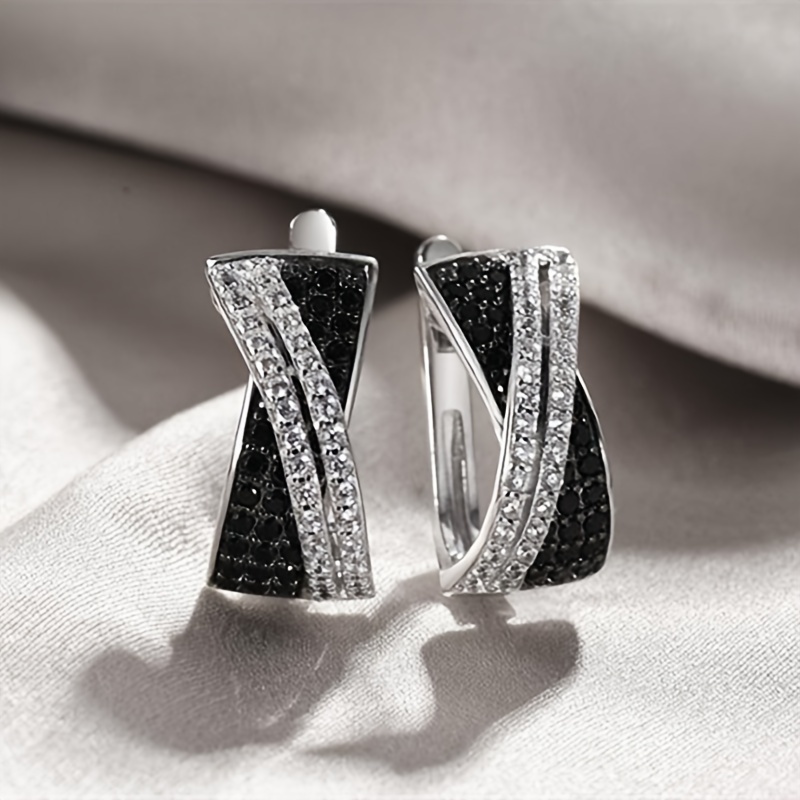 Image of Minimalist Niche Design Black And White Cross-style Women' Stud Earrings