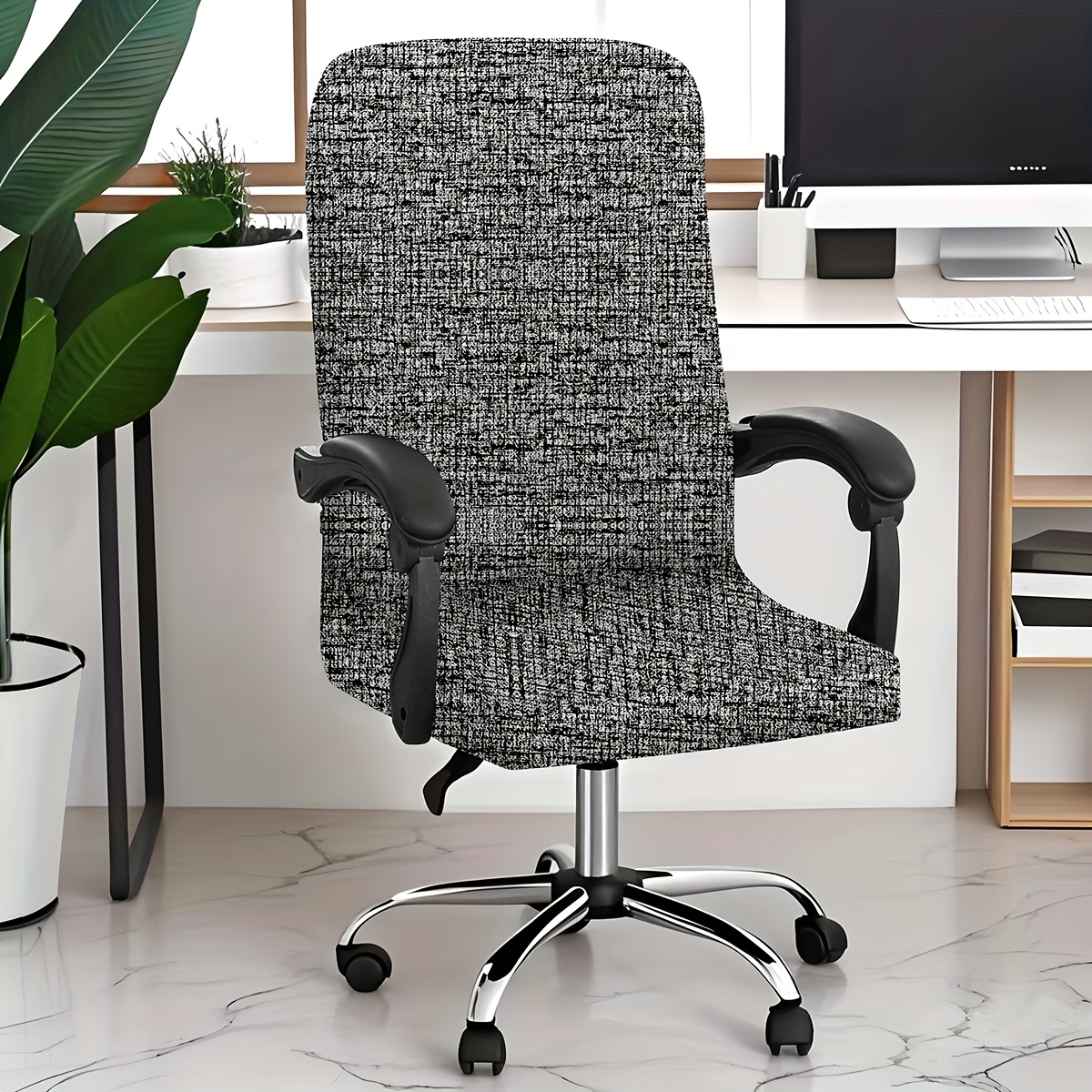 Housse Chaise Gaming Avec Accoudoirs Et Dossier,Housse Fauteuil Bureau Extensible, Protection Chaise Gaming En Polyester Avec un motif imprimé animal,antidérapant et résistant à la décoloration(B