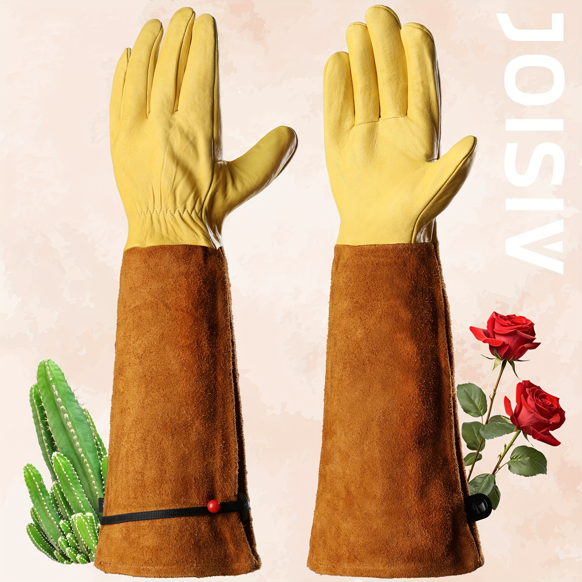 

Joisiv Professional Gardening Gloves - Thorn-proof, Breathable Cowhide With Adjustable Cuff For Men & Women | Ideal For Rose Pruning & Yard Work