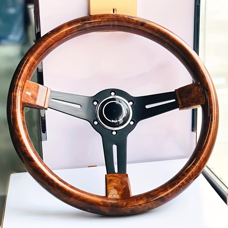 TEMU For Nd 14 Inch Steering Wheel Wood Steering Wheel 350mm Universal Steering Wheel (plastic)