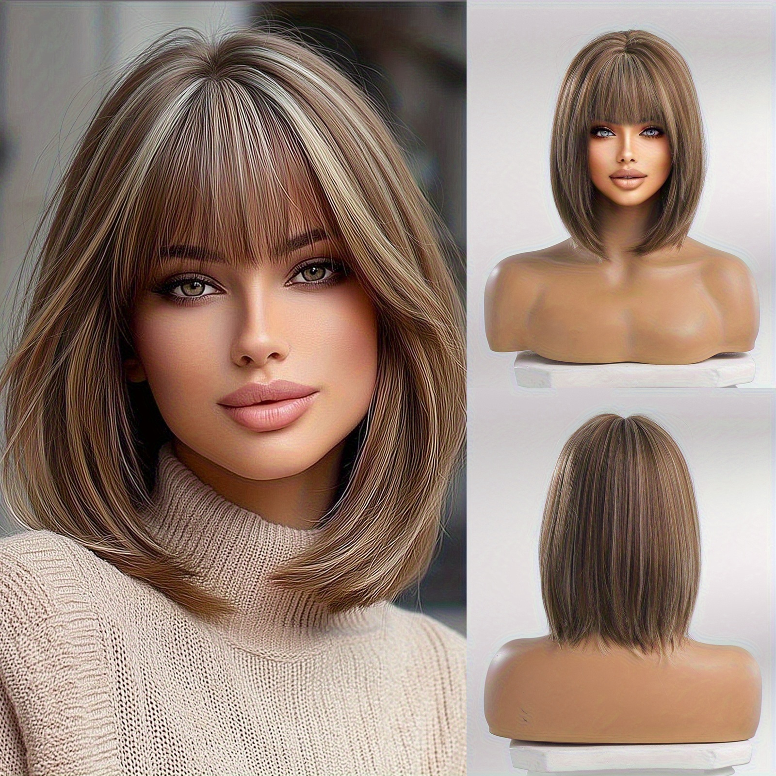 Women's -looking Short Straight Synthetic Wig - Brown Fake Hair Suitable For Daily Use, Parties, Cosplay, Dates & Christmas Parties - Comfortable Wearable Hair For Women