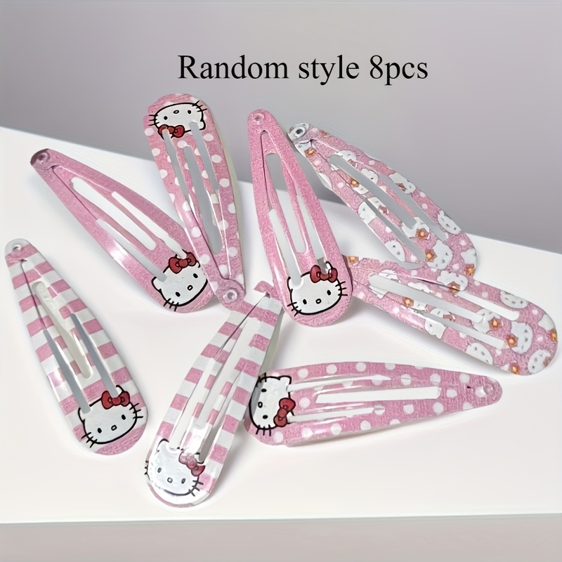 E-shop 8 Stk. Haarspangen für Damen & Teenager – Japanische süße farbblockierte Pony-Spangen mit -Gesicht, Schuluniform-Zubehör, niedliche Haarklammern