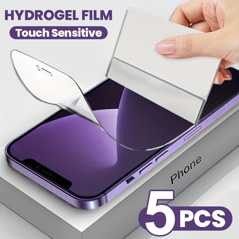 

5pcs Hydrogel Film Protecteur d'écran pour iPhone, Couverture complète, , au , Anti-rayures, Compatible avec le déverrouillage par digitales, Ultra-mince invisible