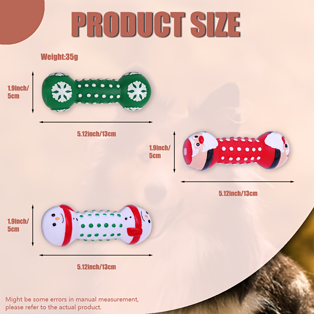 Squeaky Christmas Dog Dumbbell with Santa & Puppy Design