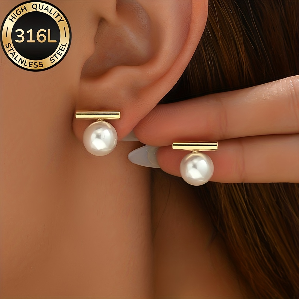 E-shop Hochwertige, hypoallergene goldene Ohrstecker aus Edelstahl, Damen-Edelstahl-Ohrringe, Anti-Fading, einfach und elegant, geeignet für den oder