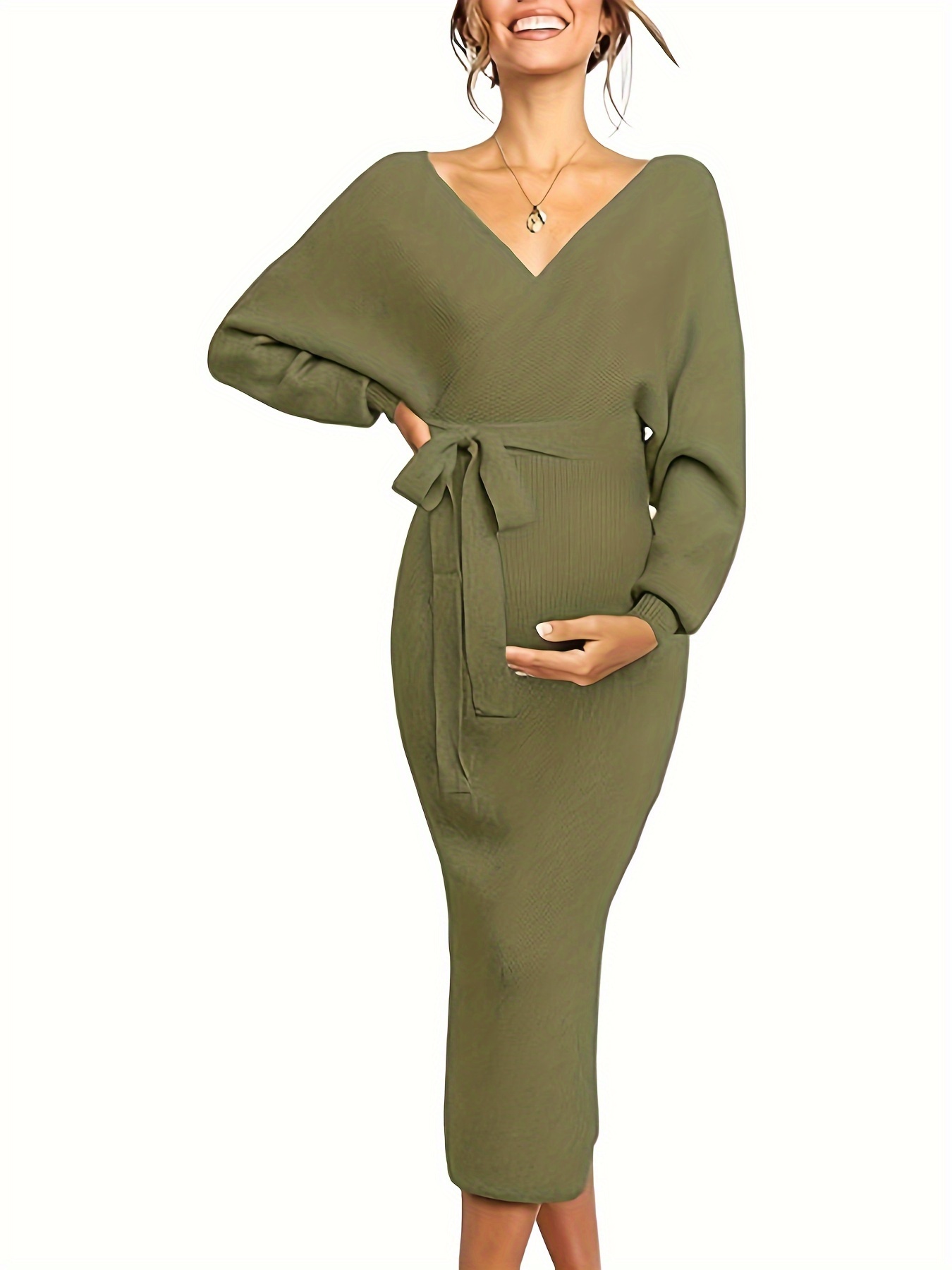 Elegant Maternity Dress womens maternity nursing sweater dress knit - Temu