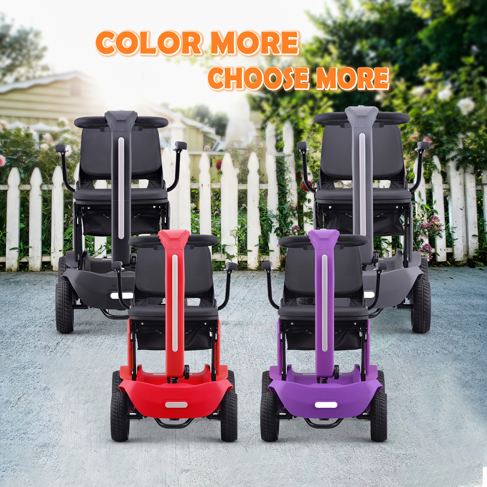 mothers day 4 wheel electric scooter for adults seniors 300w 24v12ah battery 4mph   10mile range lightweight foldable scooter electric with led lights storage bag charger no assembly free insulated cup gift random colors Product details 7