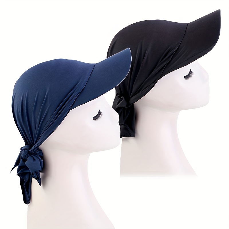 TEMU 2pcs Set, Brim Baseball Cap, Turban Scarf Hat, Baseball Cap, Ribbon Sun Hat