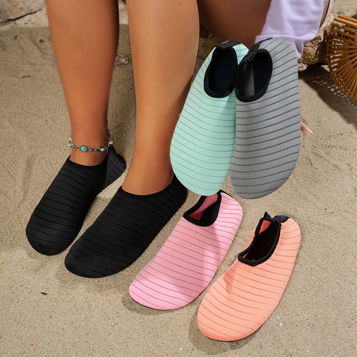 women' green striped yoga slip water shoes non slip Temu Saudi