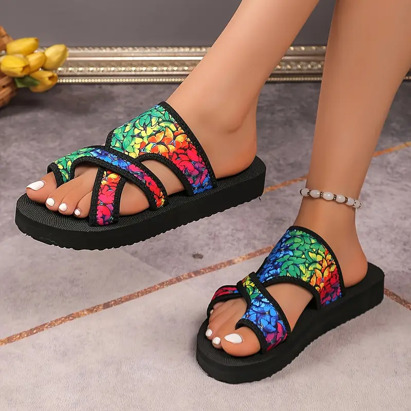 Women's Flat Sliders Mules – Slip-On Summer Sandals With Animal Print Strap – Cushioned & Lightweight – UK Made