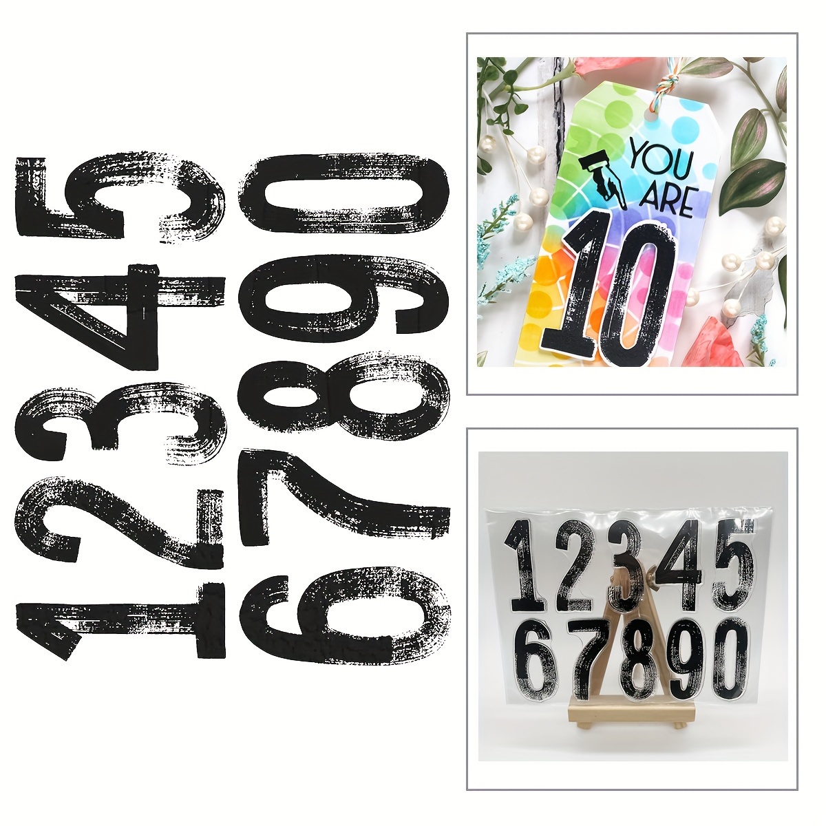 

Vintage-inspired Number Stamps Set - Clear Silicone, Classic Paint-by-numbers Design For Diy Greeting Cards & Crafts, Transparent, Craft Supplies|retro Aesthetic|silicone Stamps