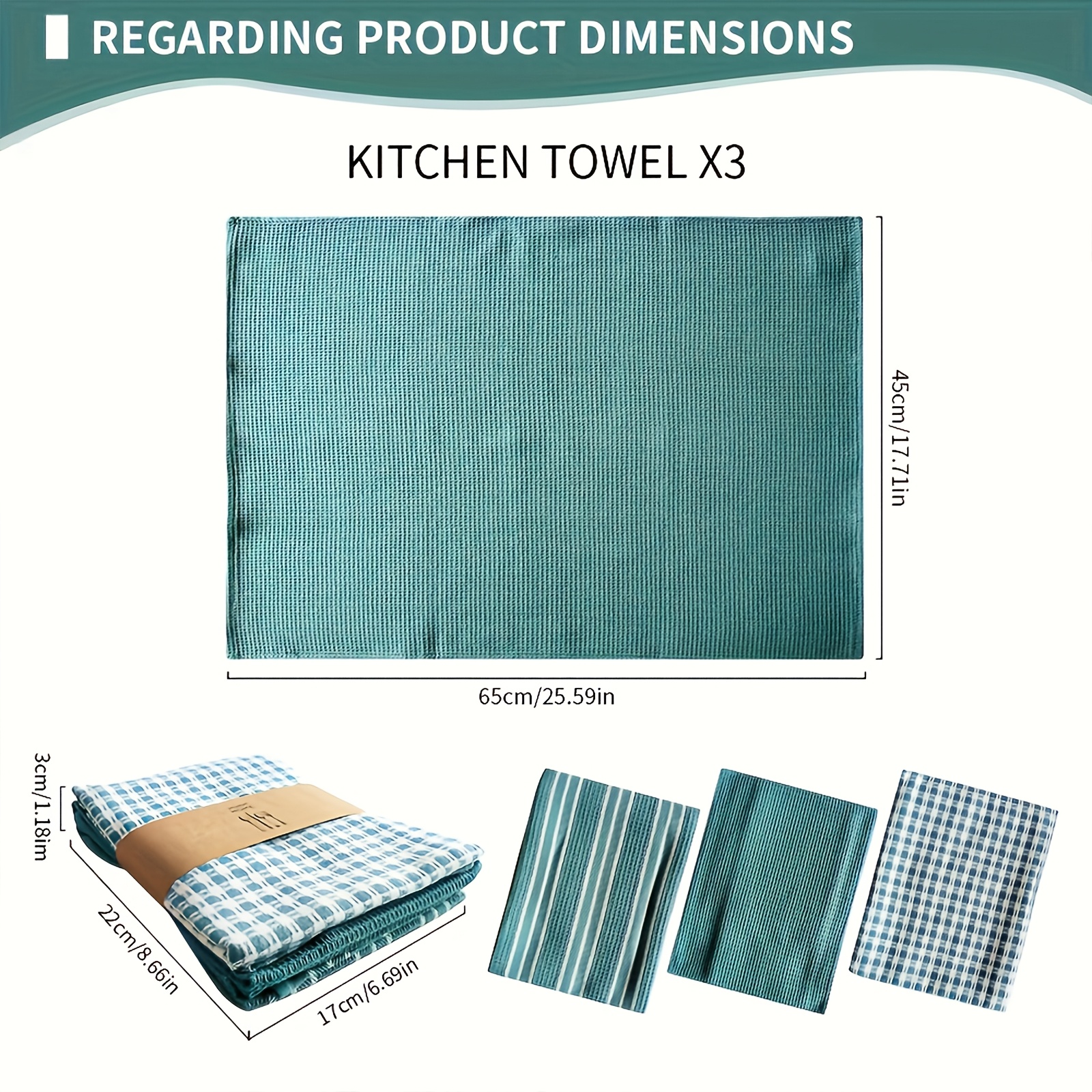 6pcs Soft & Absorbent Kitchen Towel Set - Large, Durable Waffle Weave Dish Cloths in Solid, Plaid & Striped Patterns for Easy Cleaning & Drying - Ideal for Cooking, Baking & Tea Time