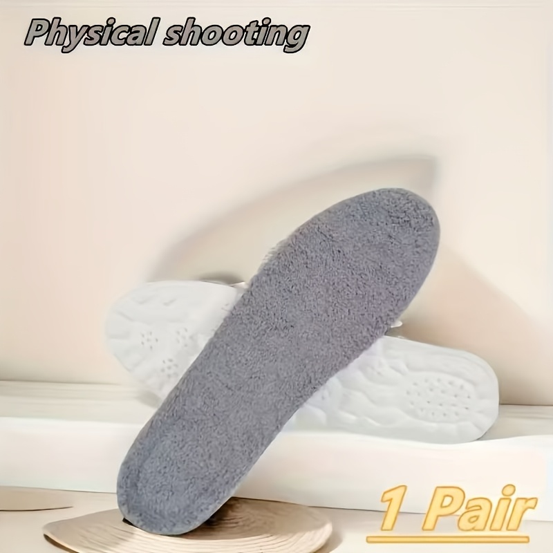Image of 2pcs Warm Insoles, Unisex Winter Plush Warm Shoe Inserts, Shock-absorbing Sports Pads, Suitable For Men And Women