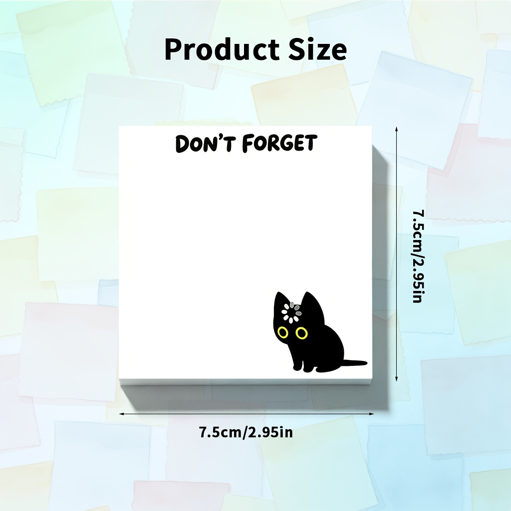50 Sheets Funny "DON'T FORGET" Black Cat Loading Memo Pad, Sticky Notes