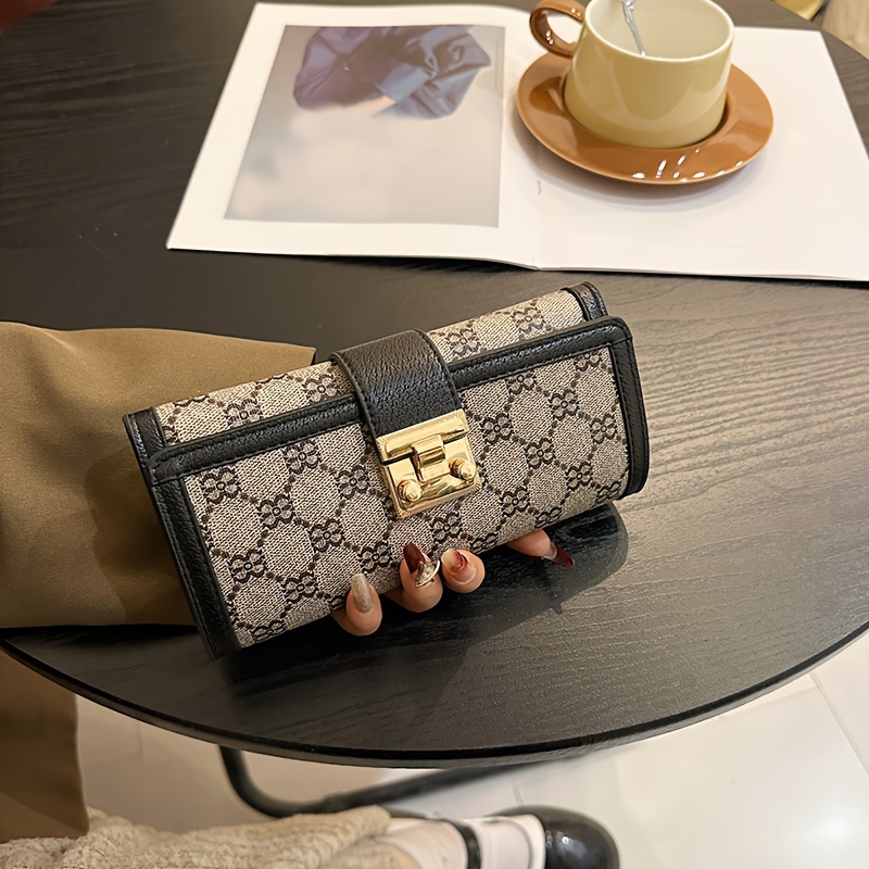 

Women's Elegant Long Wallet, Vintage Style Pu Leather, Multi-functional Clutch Purse With Coin And Card Holder, Perfect For Shopping And Travel