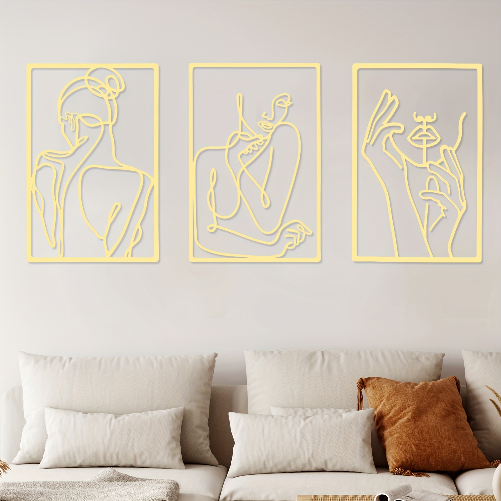 4 Pcs Metal Minimalist Abstract Woman Wall sold Art Line Drawing Wall Art Decor