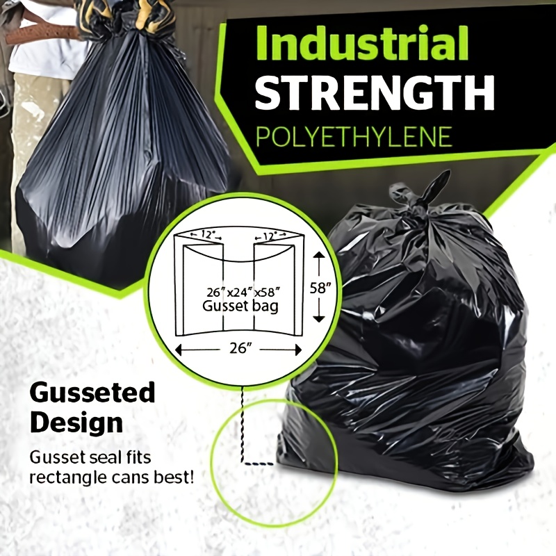 65 gallon plus thickened heavy duty garbage bag tear resistant high quality 25 50 100 150 pack black garbage bag suitable for yard garbage storage garbage disposal outdoor camping garbage collection details 4