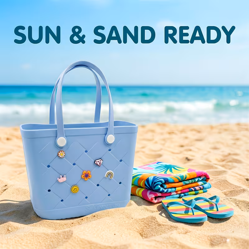 stylish tote bag with decorative buckles high quality extra large eva beach bag versatile beach bag the beach shopping sports and as a toiletry bag fathers day gifts vacation july 4th u s Product details 6