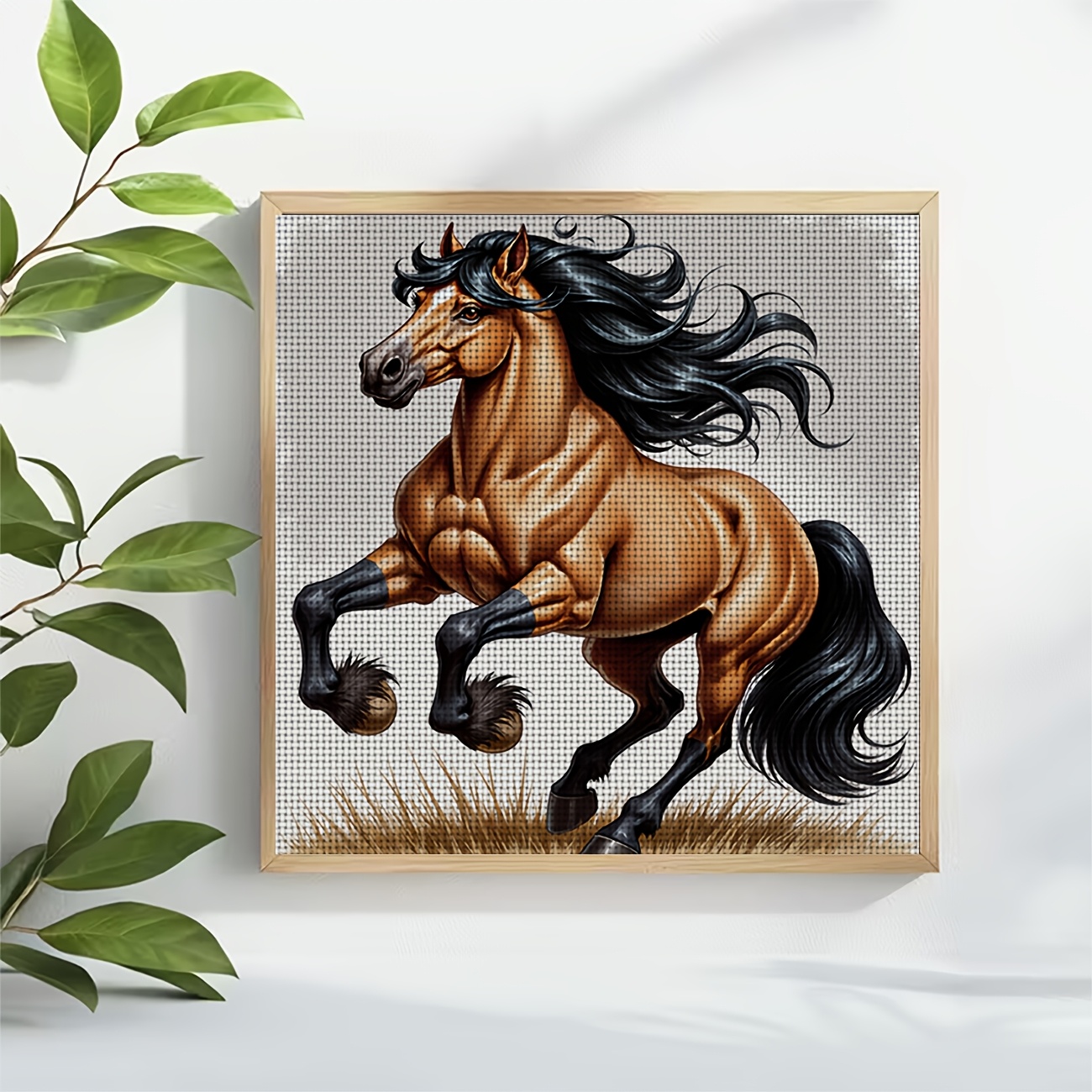 Cross Stitch Printed Kit, Brown Horse Galloping Design