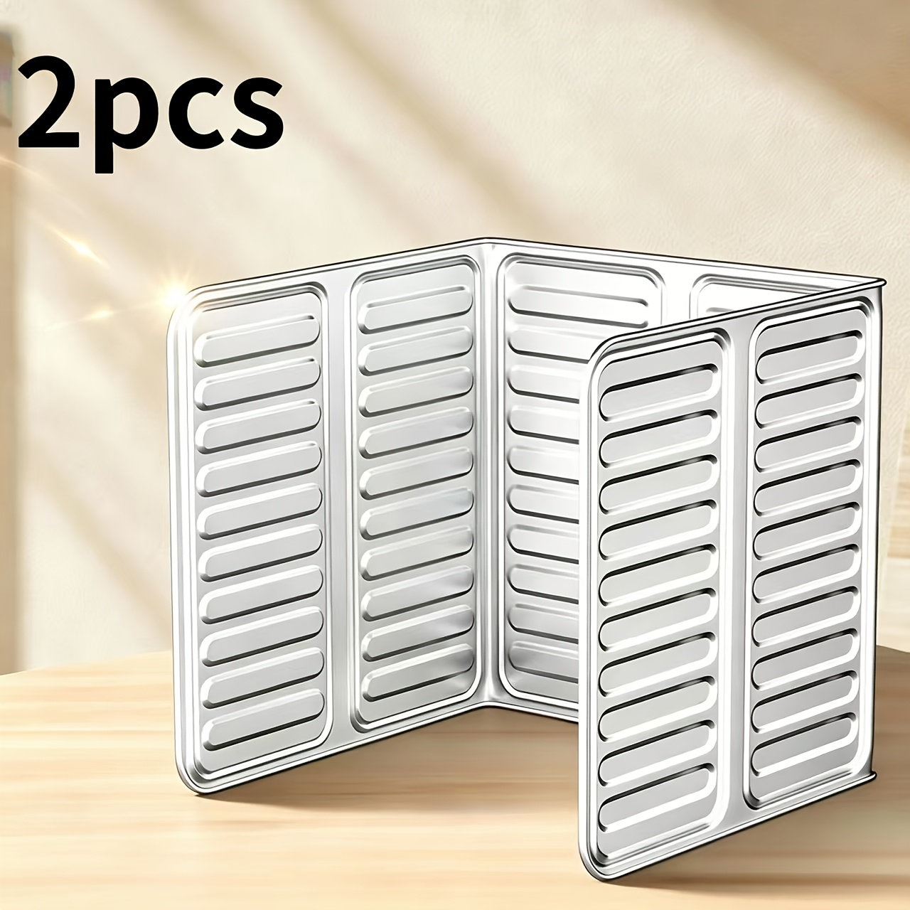TEMU 2pcs Kitchen Stir-fry Home Stove , Gas Stove Aluminum Foil Heat Barrier, Non-contact Food Splash Screen, Foldable Gas Stove Oil Block, Overflow