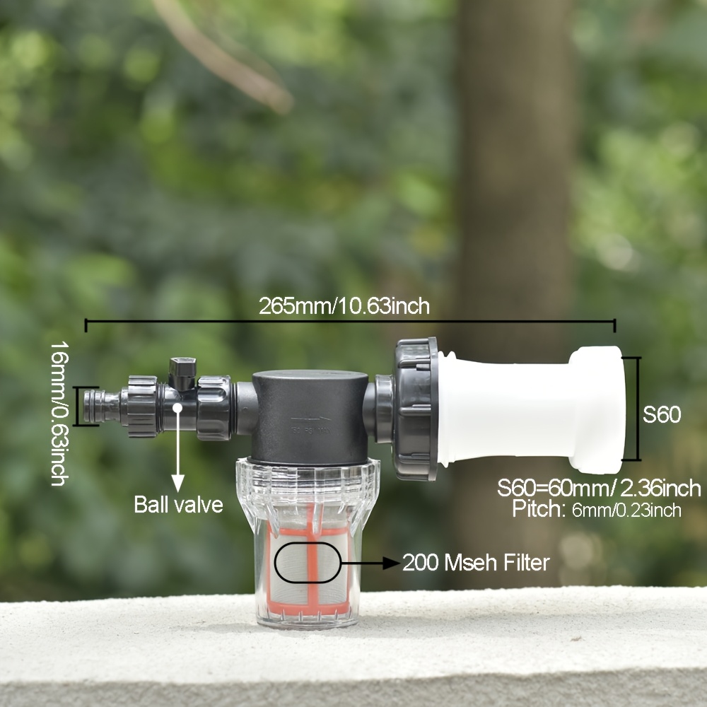Image of Ibc Tank Tap Adapter Extension Tube With 200 Mesh Filter, Quick Connect To S60x6 Thread Garden Hose Water Tank Valve Fitting 1set